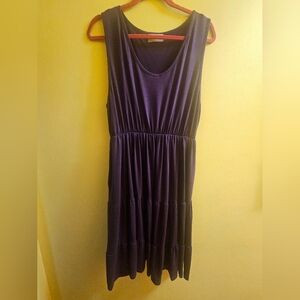 Purple Tank Style Sleeveless Dress By Shirley & Stone New Tiered Pockets